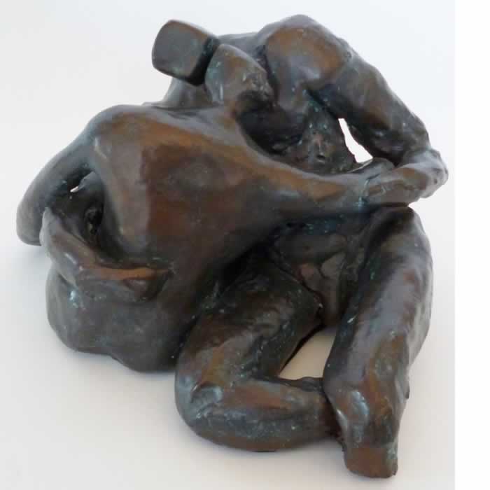 Couples (sold) Fired ceramic, painted bronze, patina, wax