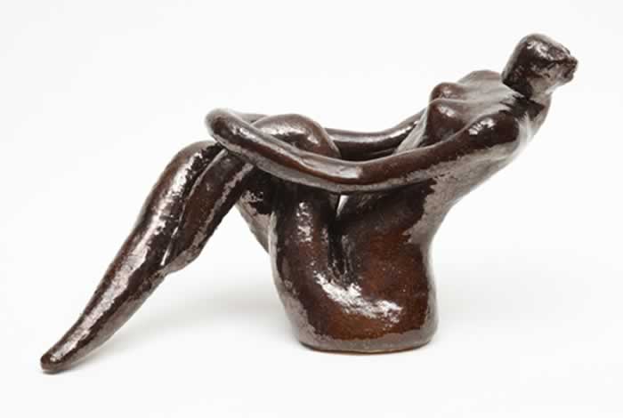 Leaning Figure. (Sold) Fired and Glazed ceramic - H 21 x W 35 x D 16 cm