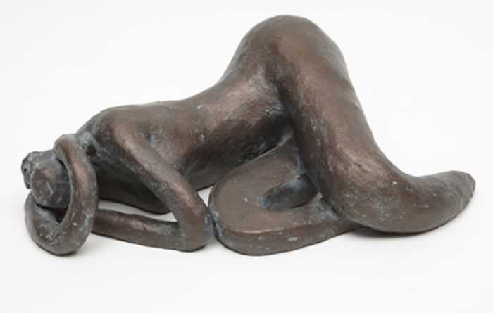 Lying Figure 1 (Sold) Fired, Painted and Patina ceramic - H 12 x W 34 x D 22 cm