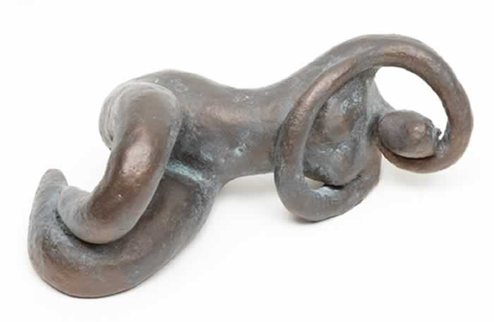 Lying Figure #2 (Sold) Fired, Painted and Patina ceramic - H 14 x W 35 x D 19 cm